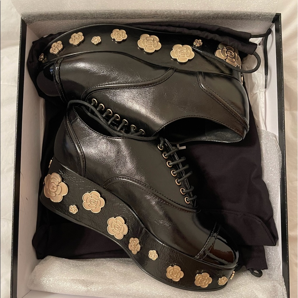 BRAND NEW CHANEL PLATFORM EMBELLISHED SNEAKERS